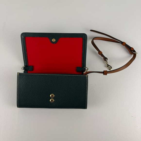Dooney & Bourke Pebbled Leather Continental Wallet Deep Forest Green Crossbody - Picture 5 of 8